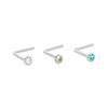 Thumbnail Image 0 of 024 Gauge Nose Stud Set with Multi-Colored Cubic Zirconia in 14K White Gold