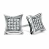 Thumbnail Image 0 of 1/10 CT. T.W. Diamond Curved Square Earrings in 10K White Gold