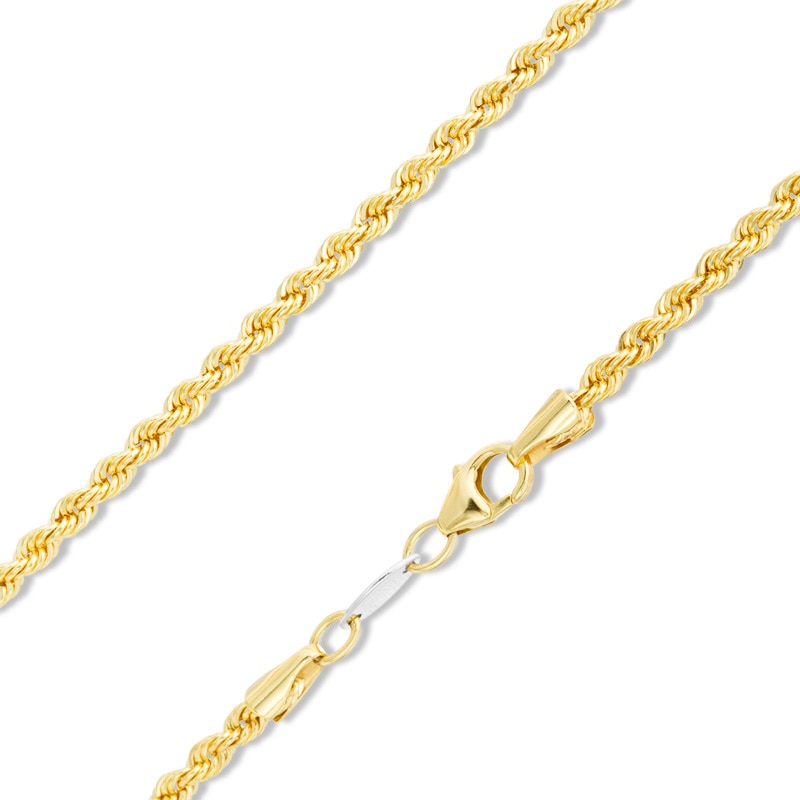 021 Gauge Rope Chain Necklace in 10K Solid Gold Bonded Sterling Silver- 24"