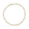Thumbnail Image 1 of 100 Gauge Pavé Figaro Chain Anklet in 10K Gold Bonded Sterling Silver -10"
