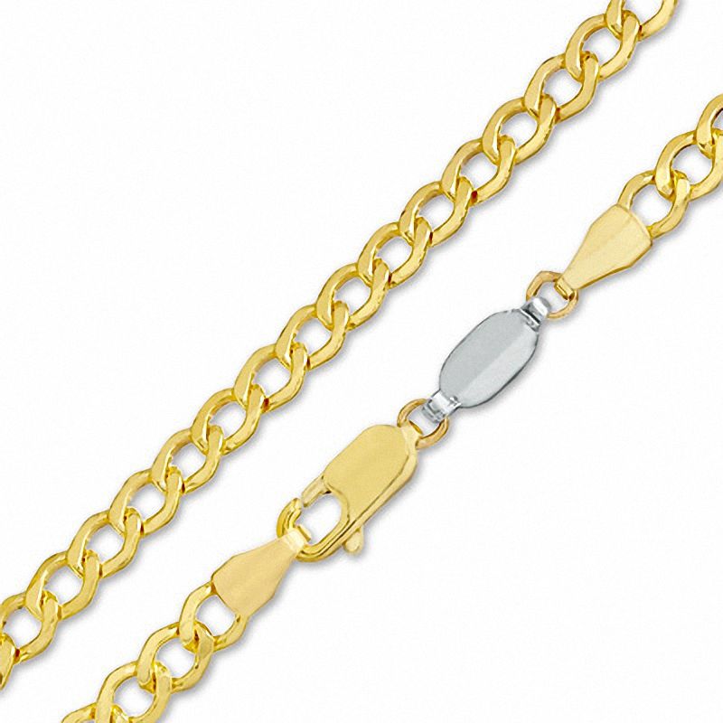 4.5mm Polished Curb Chain Bracelet in Sterling Silver with 14K Gold Plate - 8"