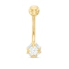 Thumbnail Image 0 of 10K Semi-Solid Gold Spiked Ball Belly Button Ring - 14G 3/8"