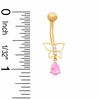 Thumbnail Image 1 of 014 Gauge Open Butterfly Belly Button Ring with Pear-Shaped Purple Cubic Zirconia in 10K Gold