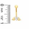 Thumbnail Image 1 of 014 Gauge Angel Wings Belly Button Ring with Cubic Zirconia Heart in 10K Gold