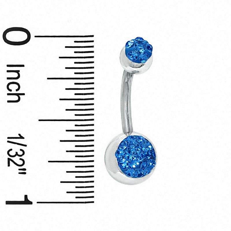 014 Gauge Curved Barbell with Blue Crystals in Stainless Steel