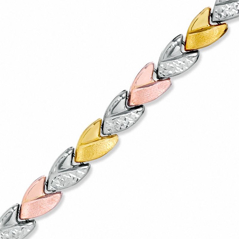 Heart Bracelet in Sterling Silver and 10K Two-Tone Gold Plate - 7.25"