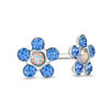 Thumbnail Image 0 of Blue Crystal Daisy Stud Piercing Earrings in 14K Solid White Gold
