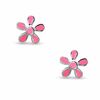 Thumbnail Image 0 of Child's Pink Enamel Flower Stud Earrings in Sterling Silver