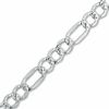 Thumbnail Image 0 of 3.7mm Pavé Figaro Chain Bracelet in Sterling Silver with 14K White Gold Plate - 8"