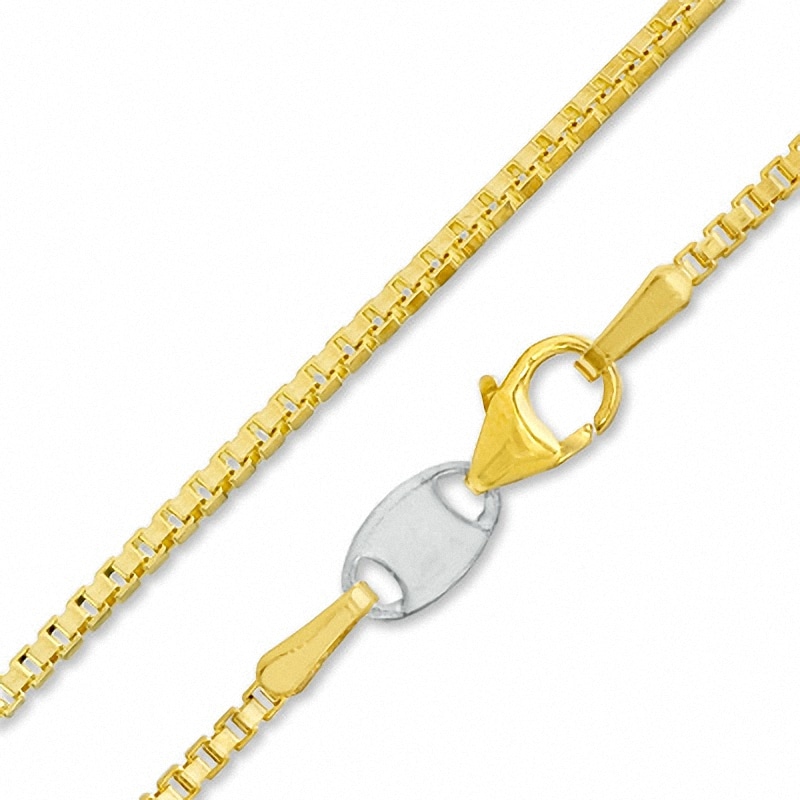 10K Gold over Sterling Silver 1.55mm Box Chain Necklace - 20"
