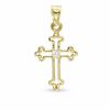 Thumbnail Image 0 of Small Princess-Cut Cubic Zirconia Cross Charm in 10K Gold