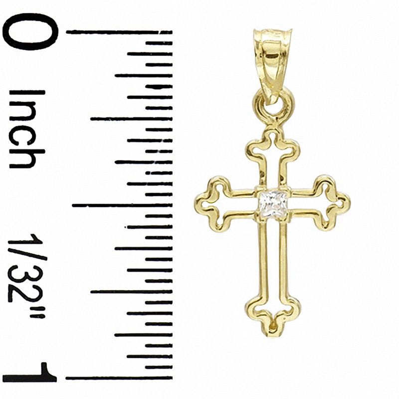 Small Princess-Cut Cubic Zirconia Cross Charm in 10K Gold