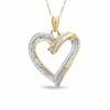 Thumbnail Image 0 of 1/4 CT. T.W. Round and Baguette Diamond Heart Pendant in 10K Gold