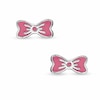 Thumbnail Image 0 of Child's Pink Enamel Bow Stud Earrings in Sterling Silver