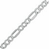 Thumbnail Image 0 of 080 Gauge Pavé Figaro Chain Bracelet in Sterling Silver and 10K Gold- 7.5"
