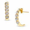 Thumbnail Image 0 of Diamond Accent Twisted Five Stone J-Hoop Earrings in 10K Two-Tone Gold