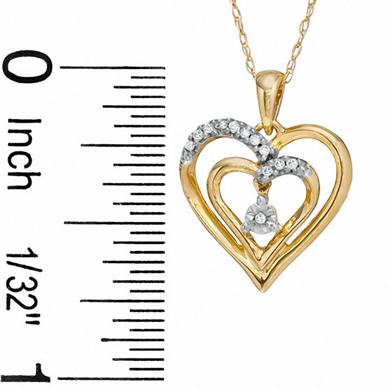 Diamond Accent Double Heart Pendant in 10K Gold