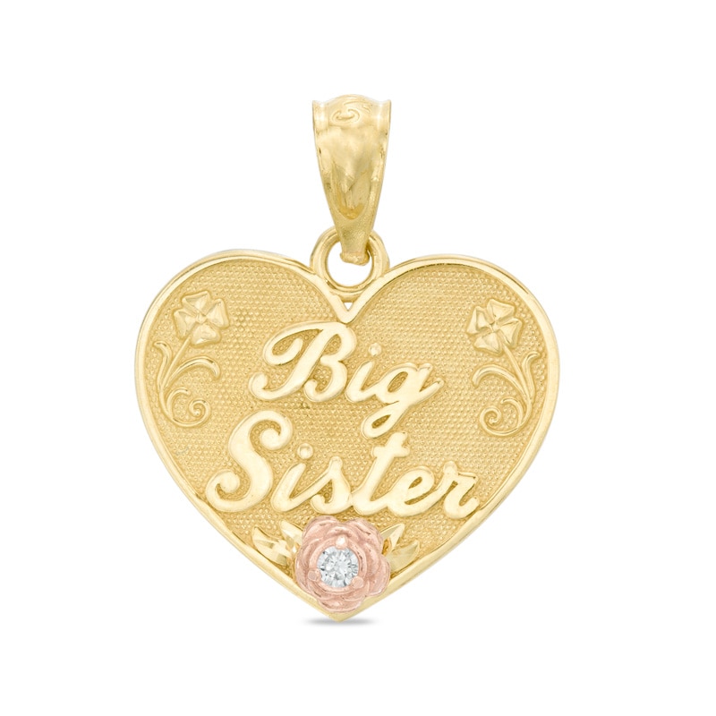 Big Sister Heart Charm in 10K Two-Tone Gold
