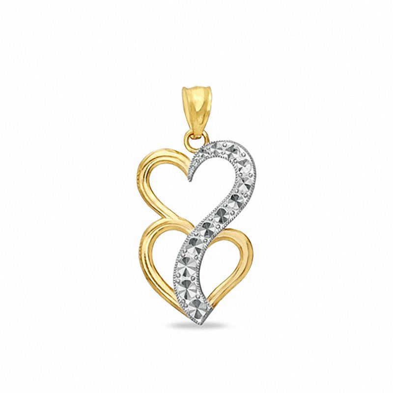 Journey Diamond-Cut Heart Charm in 10K Solid Two-Tone Gold