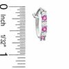 Thumbnail Image 1 of Lab-Created Pink Sapphire and CZ Hoop Earrings in Sterling Silver