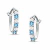 Thumbnail Image 0 of Blue Topaz and CZ Hoop Earrings in Sterling Silver