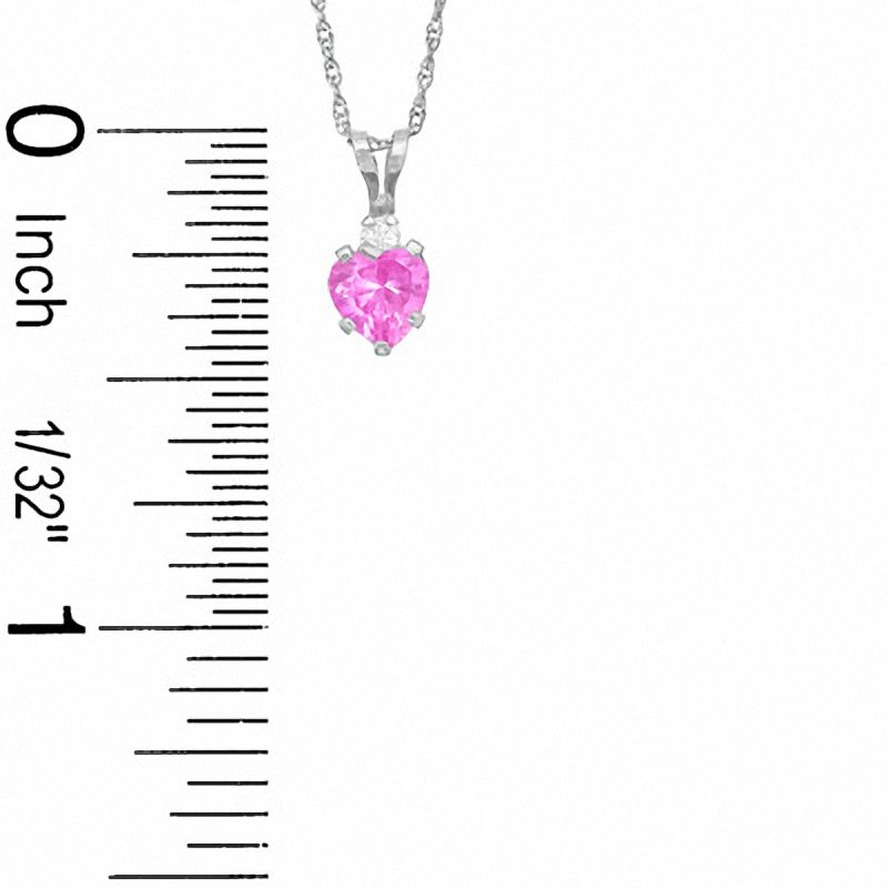 5mm Heart-Shaped Lab-Created Pink Sapphire Pendant in Sterling Silver with CZ
