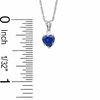 Thumbnail Image 1 of 5mm Heart-Shaped Lab-Created Sapphire Dangle Pendant in Sterling Silver with CZ