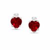 Thumbnail Image 0 of 5mm Heart-Shaped Lab-Created Ruby Stud Earrings in Sterling Silver with CZ