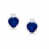 Thumbnail Image 0 of 5mm Heart-Shaped Lab-Created Sapphire Stud Earrings in Sterling Silver with CZ