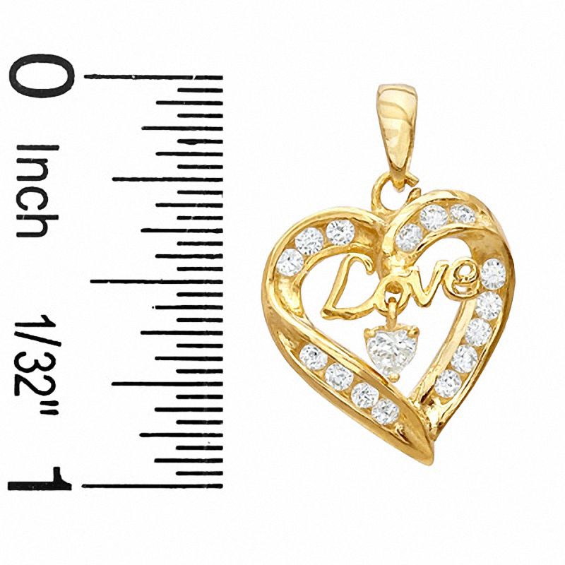 Cubic Zirconia Open Heart Love Charm in 10K Gold
