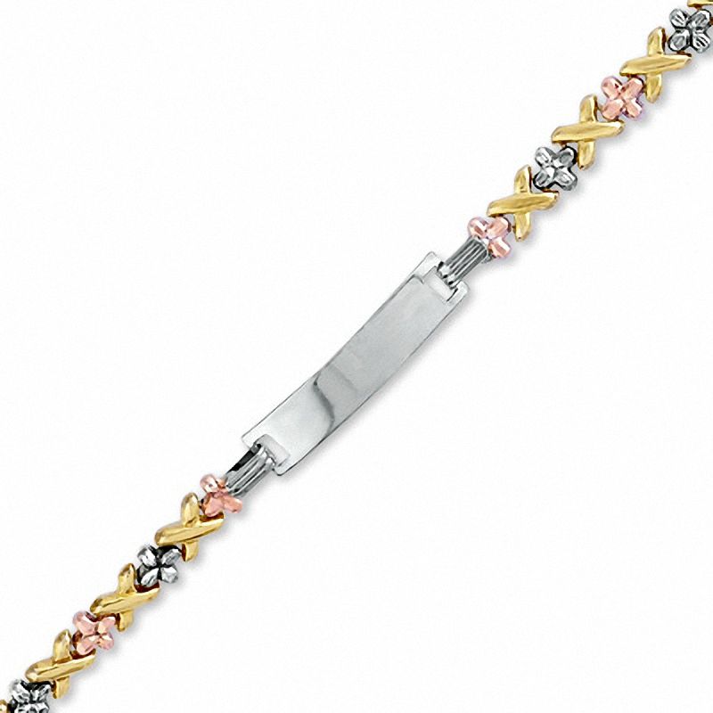 Child's 10K Tri-Tone Gold over Sterling Silver X Cross ID Bracelet - 6.25"