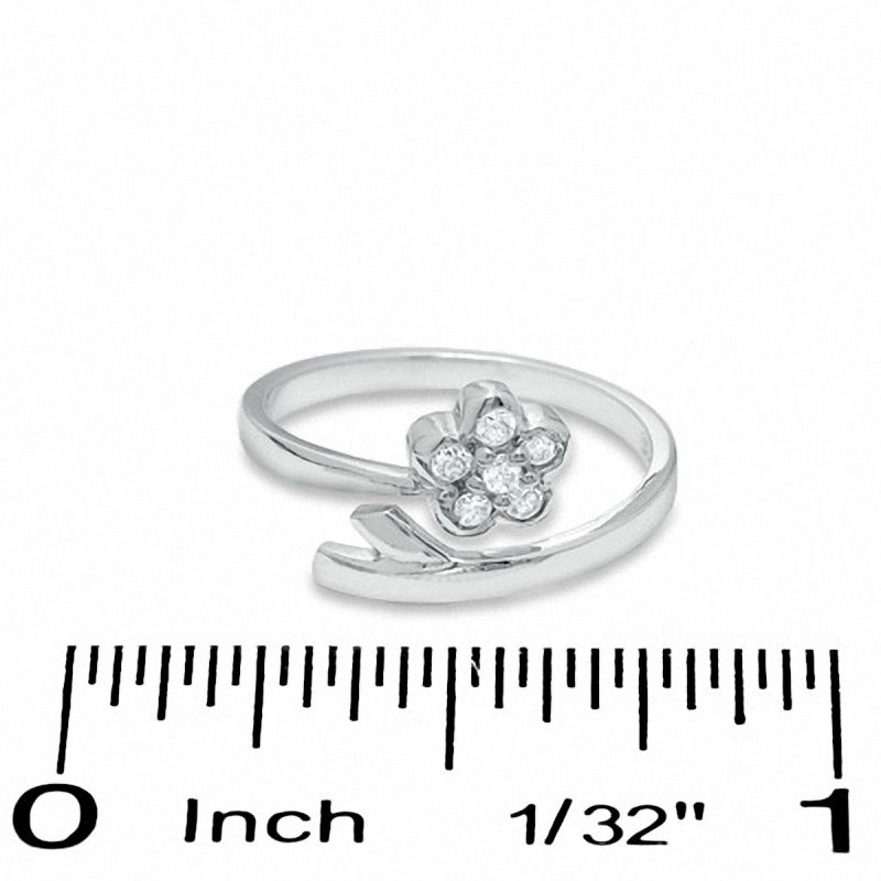 Sterling Silver CZ Flower Bypass Midi/Toe Ring