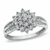 Thumbnail Image 0 of 1/10 CT. T.W. Diamond Sunburst Ring in 10K White Gold - Size 7