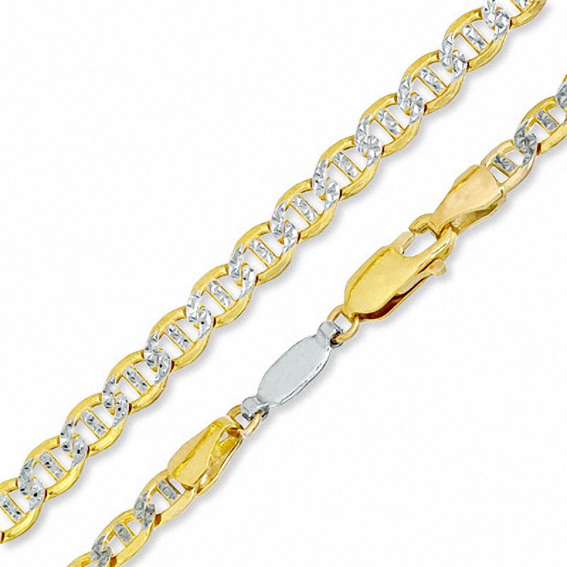 14K Gold over Sterling Silver Reversible 4.5mm Pavé Mariner Chain Necklace - 24"