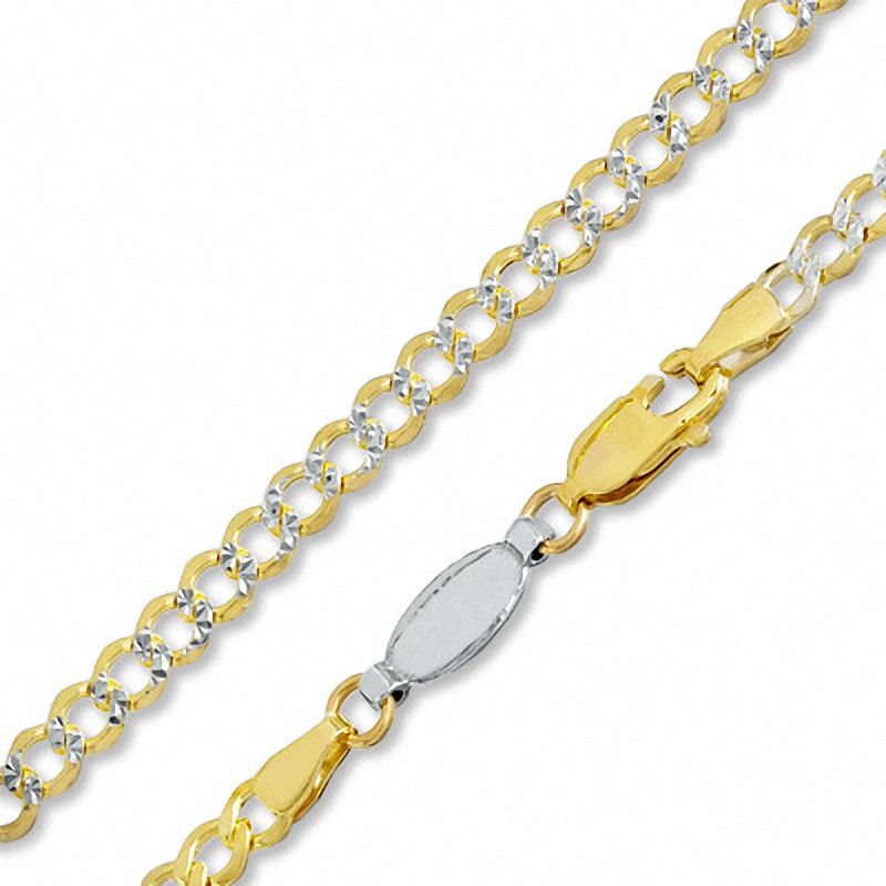 Reversible 14K Gold over Sterling Silver 3.6mm Pavé Curb Chain Necklace - 24"