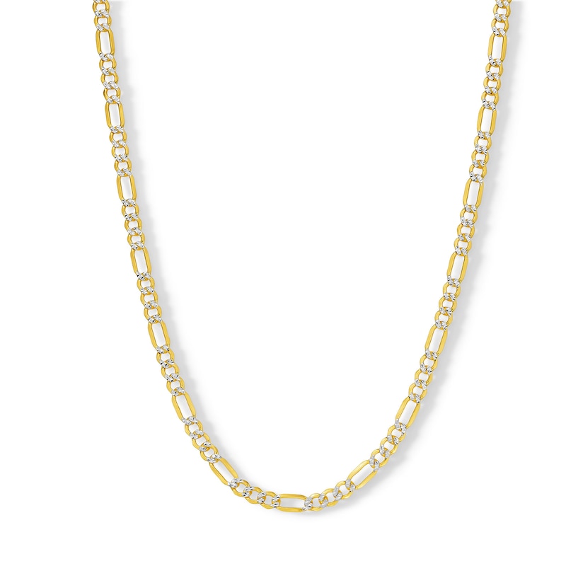 Made in Italy Reversible 080 Gauge Pavé Figaro Chain Necklace in 14K Gold Bonded Sterling Silver - 22"