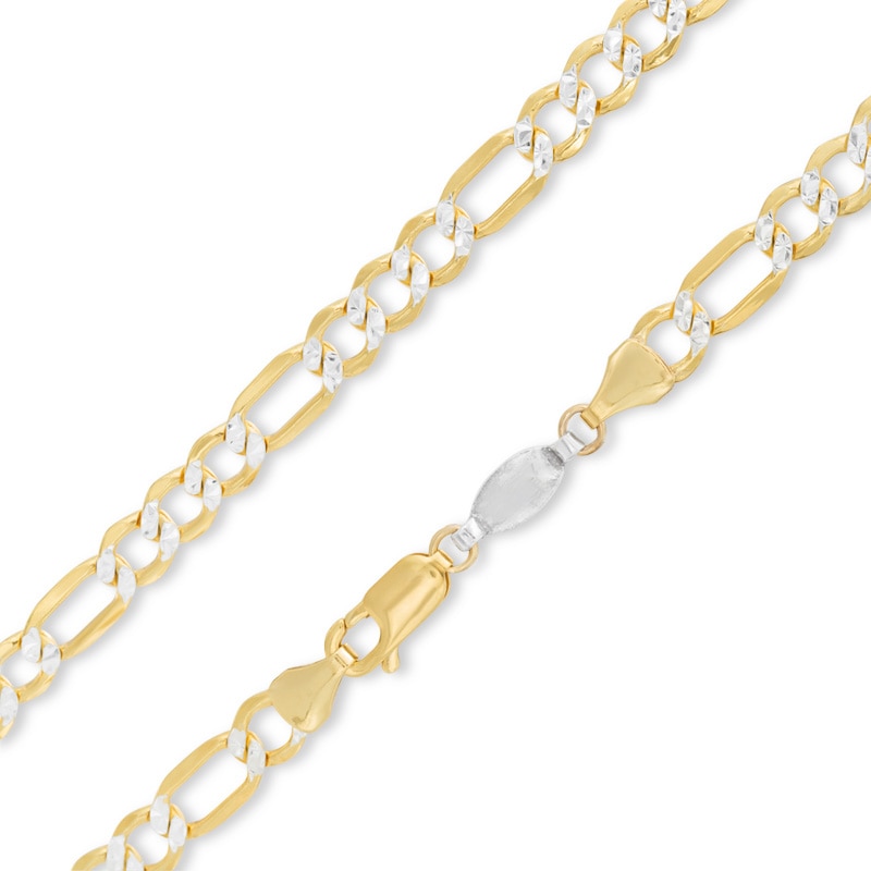Reversible 120 Gauge Pavé Figaro Chain Necklace in 14K Gold Bonded Sterling Silver - 24"