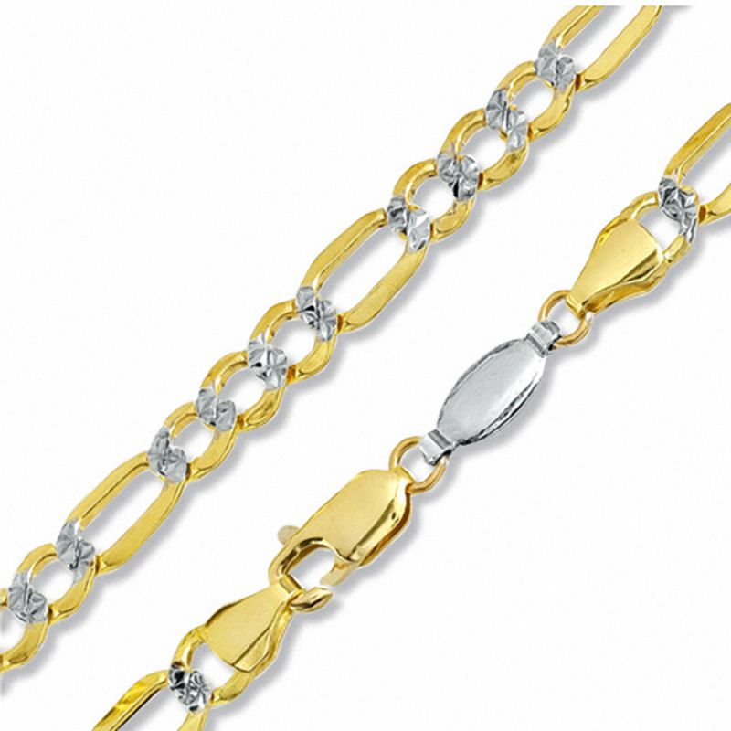 Reversible 120 Gauge Pavé Figaro Chain Necklace in 14K Gold Bonded Sterling Silver - 26"