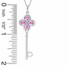 Thumbnail Image 1 of Lab-Created Pink Sapphire Flower Key Pendant in Sterling Silver