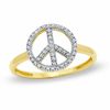 Thumbnail Image 0 of 1/10 CT. T.W. Diamond Peace Sign Ring in 10K Gold - Size 7