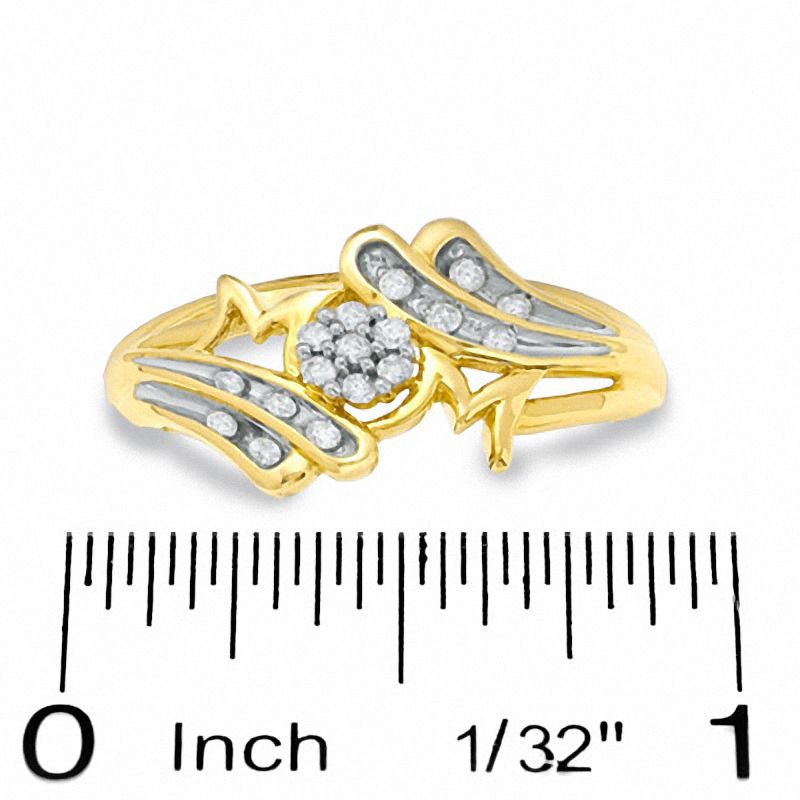 1/6 CT. T.W. Diamond Swirl "MOM" Ring in 10K Gold - Size 7