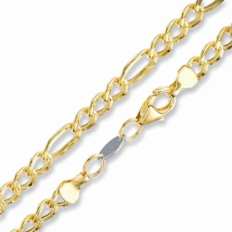 5.2mm Figaro Chain Necklace in 14K Gold Bonded Semi-Solid Sterling Silver - 22"