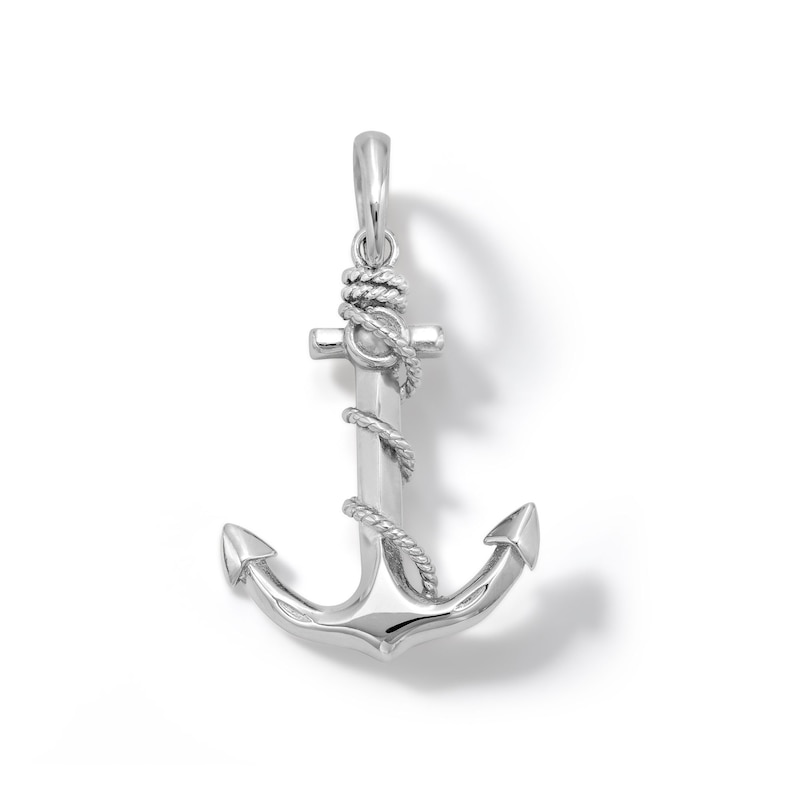 Anchor with Rope Charm in Sterling Silver