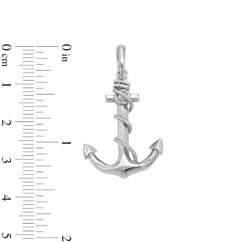 Anchor with Rope Charm in Sterling Silver