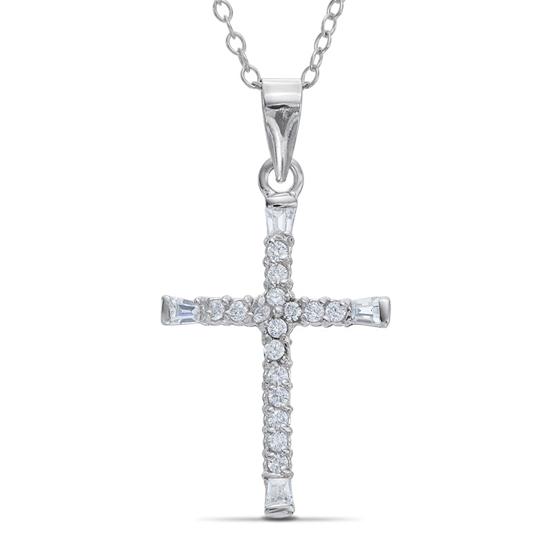 Wedding Jewelry Gold CZ Long Cross Necklace Silver CZ Cross Necklace Large Cross Necklace Rose Gold CZ Cross Necklace