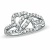 Thumbnail Image 0 of Cubic Zirconia Double Heart Ring in Sterling Silver - Size 7