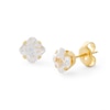 Thumbnail Image 0 of 6mm Princess-Cut Cubic Zirconia Solitaire Stud Piercing Earrings in Solid Stainless Steel with 24K Gold Plate