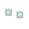 Thumbnail Image 0 of 6mm Simulated Aquamarine Stud Earrings in Sterling Silver with 14K Gold Plate