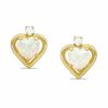 Thumbnail Image 0 of 5mm Heart-Shaped Simulated Opal Stud Earrings in Sterling Silver with 14K Gold Plate with CZ
