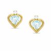 Thumbnail Image 0 of 5mm Heart-Shaped Simulated Blue Topaz Stud Earrings in Sterling Silver with 14K Gold Plate with CZ